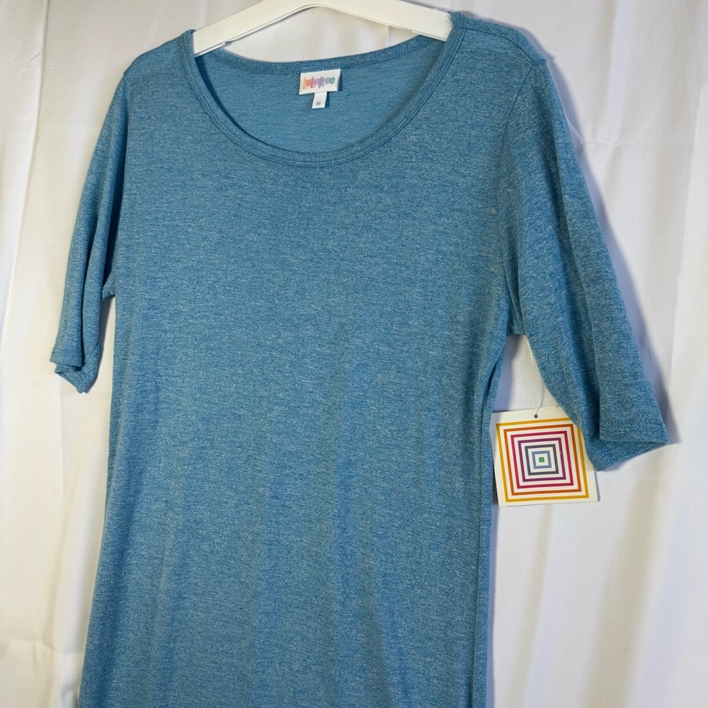 LuLaRoe Women’s Julia Midi Dress Teal Blue Short Sleeve Sz Medium NWT - Picture 3 of 8